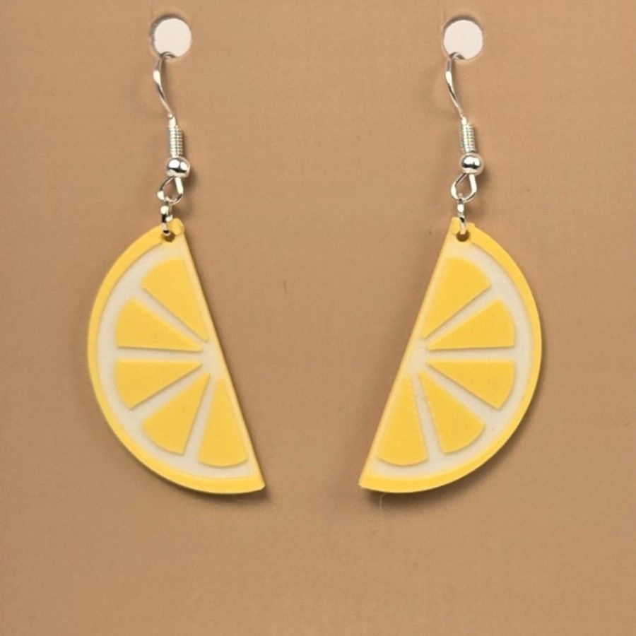 Boucle d'oreille en forme de Citron avec crochets hypoallergéniques sans nickel
